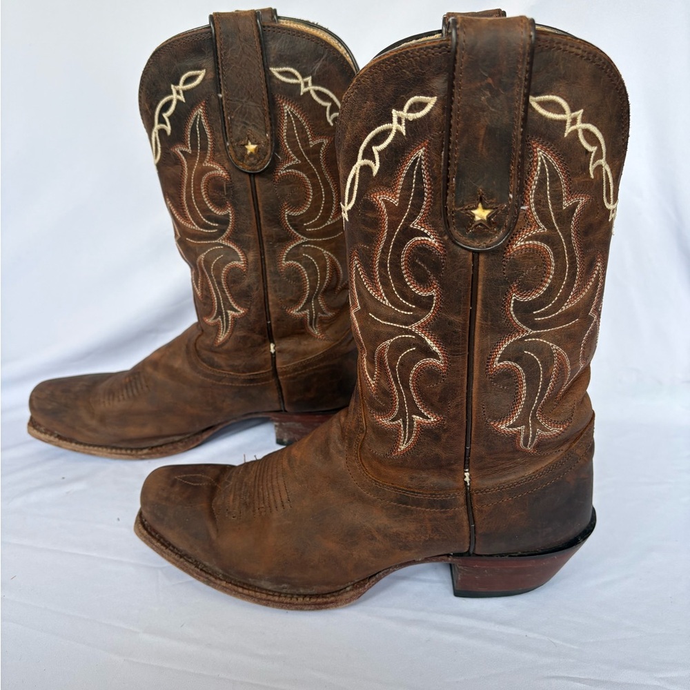 Tony Lama VF6007 Brown Leather Western Boots Men 7.5 B / Women 9 M Square Toe